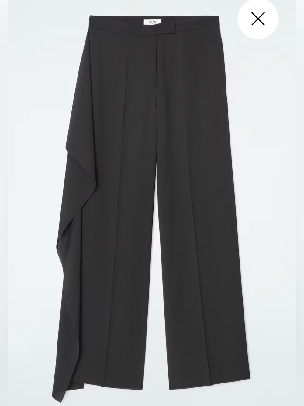 COS Black Relaxed Draped Straight-Leg Trouser Pants